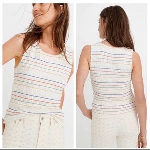 NWT MADEWELL Rainbow Stitched Smocked Tank Top Blouse Womens Size XL NEW